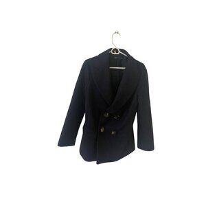 Zara Women's Black Wool Blend Double Breasted Wool Pea Coat - Small